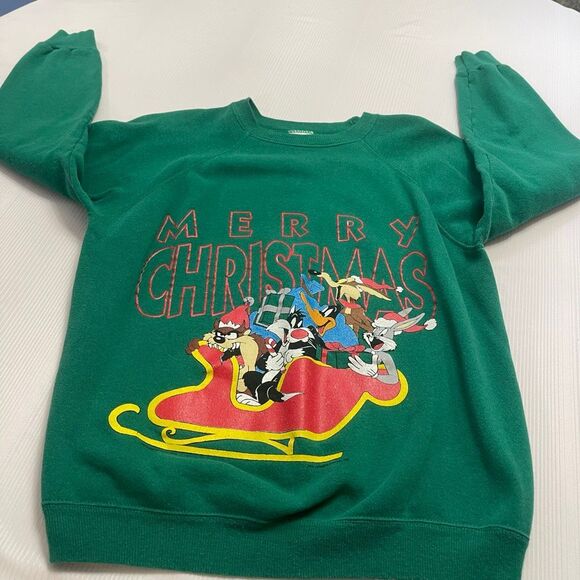Vtg 80s 90s Looney Tunes Bugs Taz & Friends Christmas Sweatshirt Size Large - Picture 6 of 8